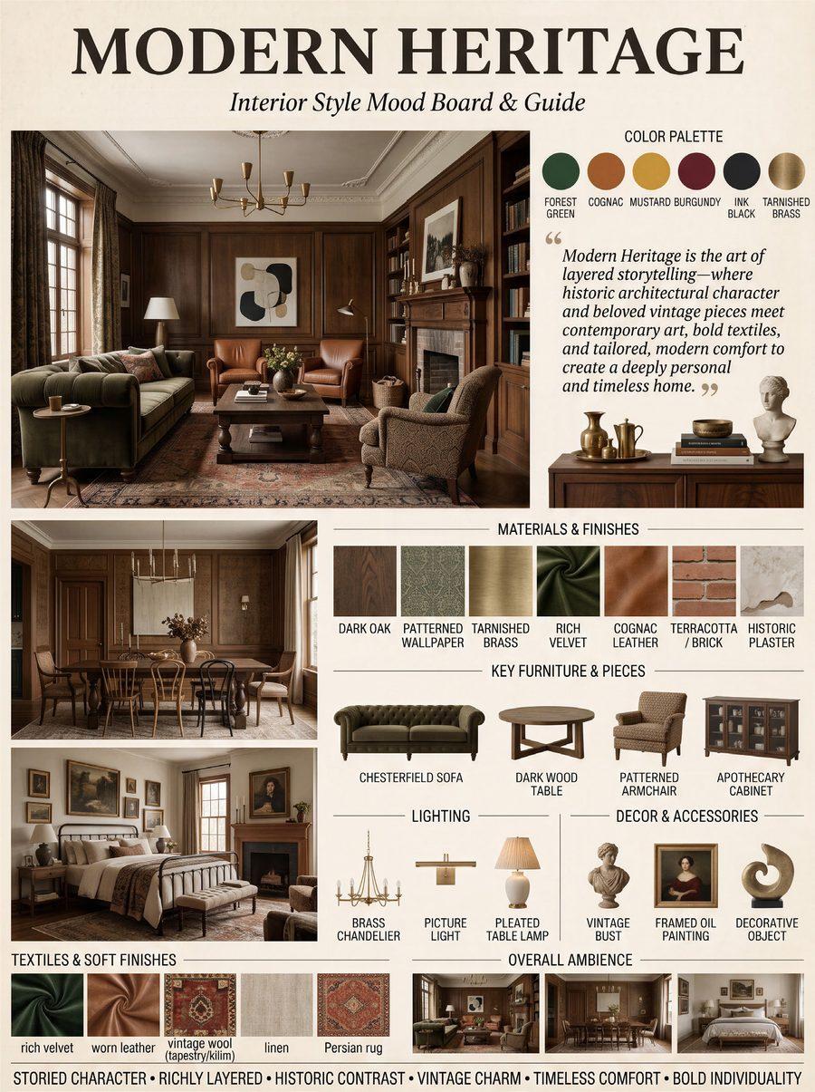 Modern Heritage — interior style mood board